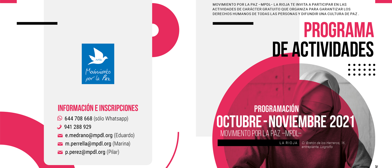 Apúntate a las actividades Octubre - Noviembre 2021 del MPDL La Rioja